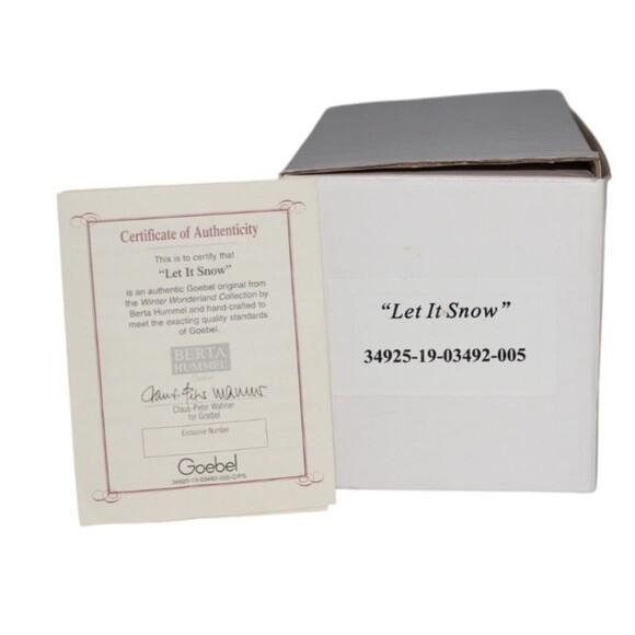 Goebel Hummel "Let It Snow"  Porcelain Figurine Original Box COA - Picture 2 of 8